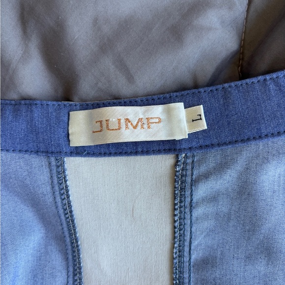 JUMP EUC Lightweight Blue Denim and Creamy Gray Utility Style Colorblock Dress - Picture 10 of 12
